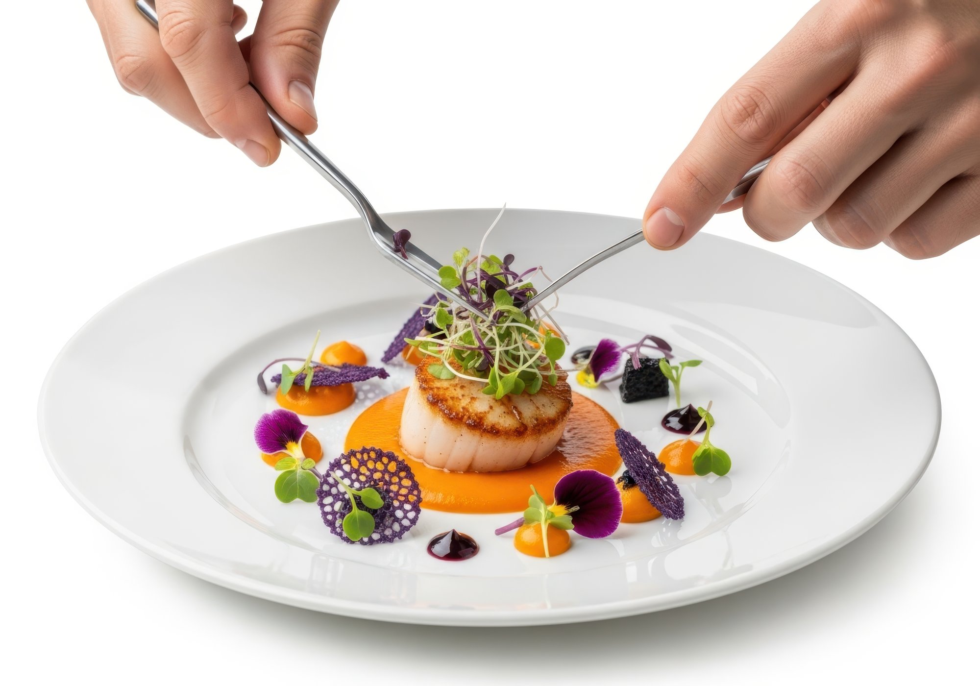Chef al lavoro in cucina elegante